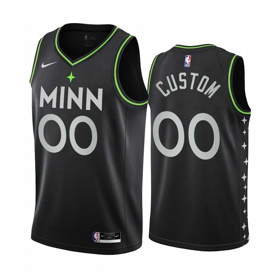 Men & Youth Customized Minnesota Timberwolves Black Nike Swingman 2020-21 City Edition Jersey